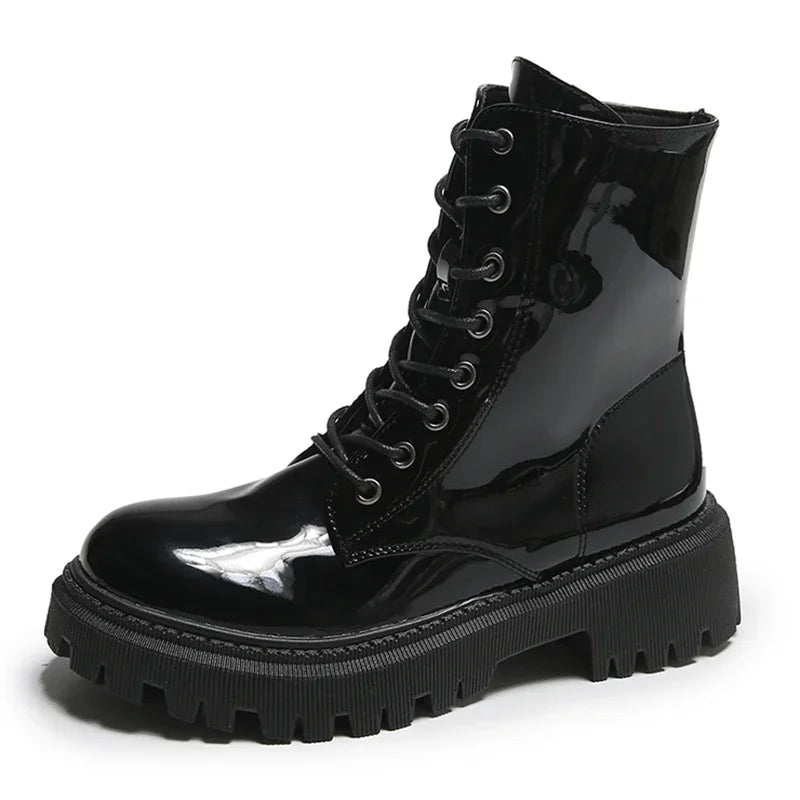 Botines rosas con cordones para mujer, botas de moto con ...
