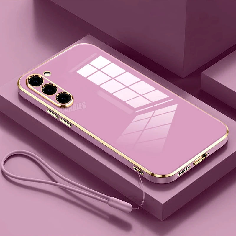 Silicone phone case for Samsung Galaxy S series, black protective cover by Corporación Turística, showing front and back design.