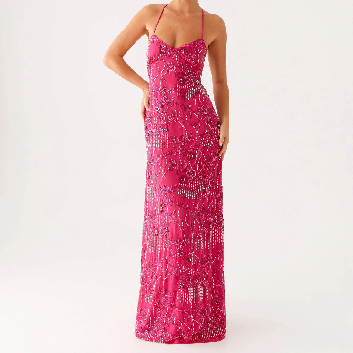 Vestidos largos elegantes con cuentas de lentejuelas para...