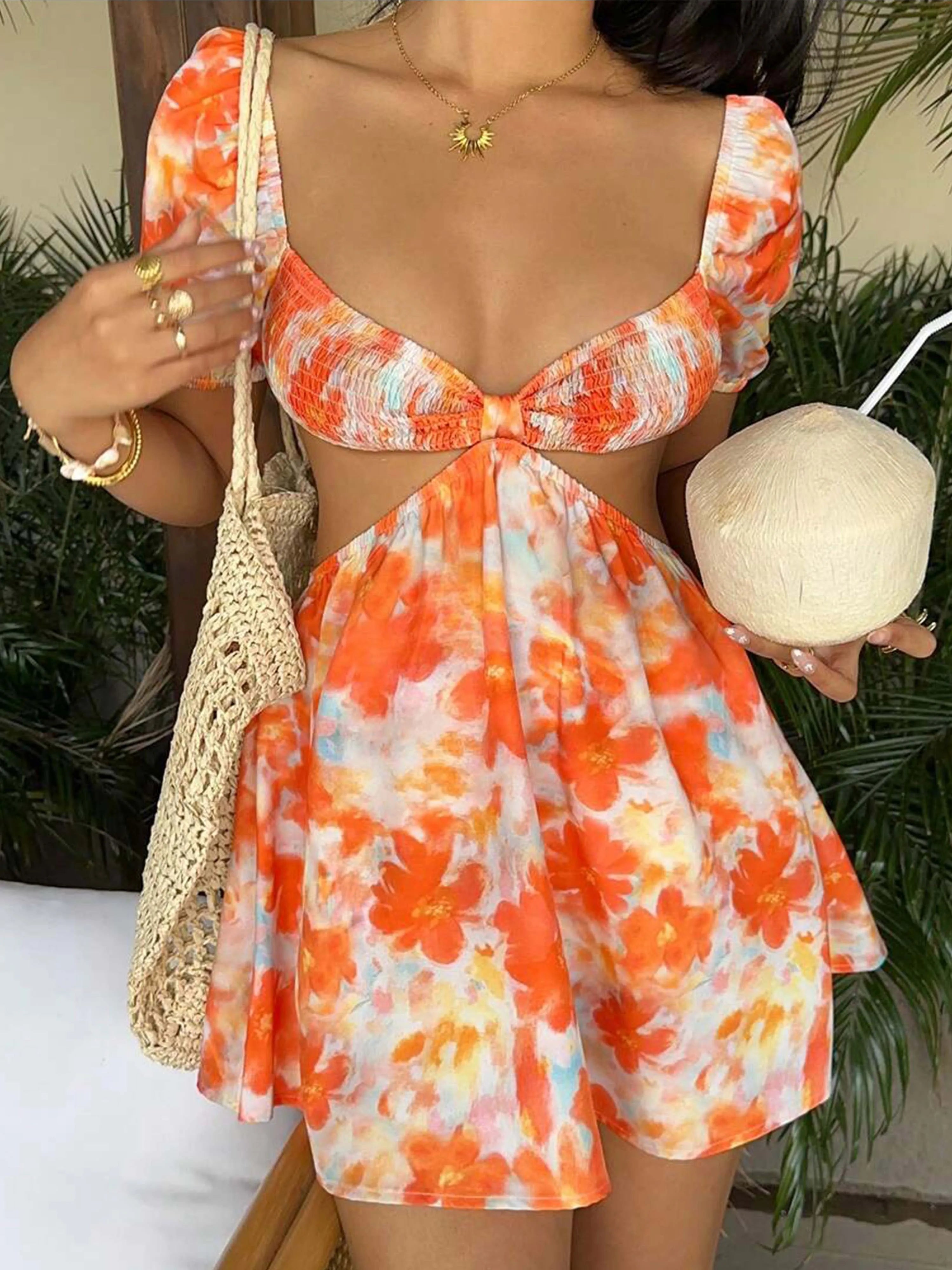 Vestido Mini Informal y Versátil para Mujer, con Estampad...