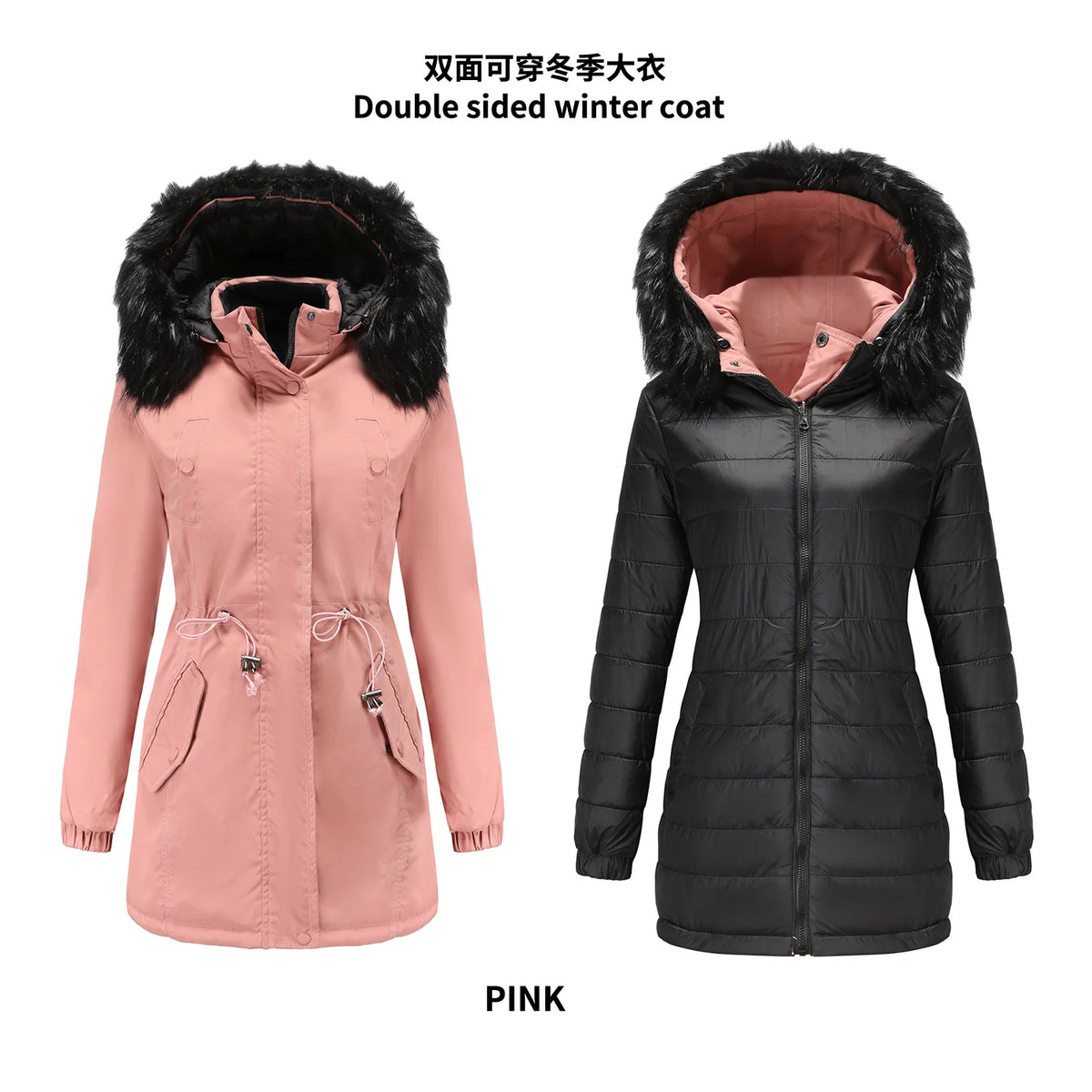 KIDCRKJ Chaqueta de invierno para mujer, de doble cara, c...