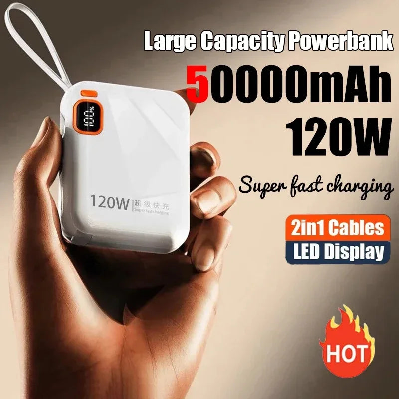 Power Bank 120W 50000mAh Carga Rápida Portátil 2 en 1