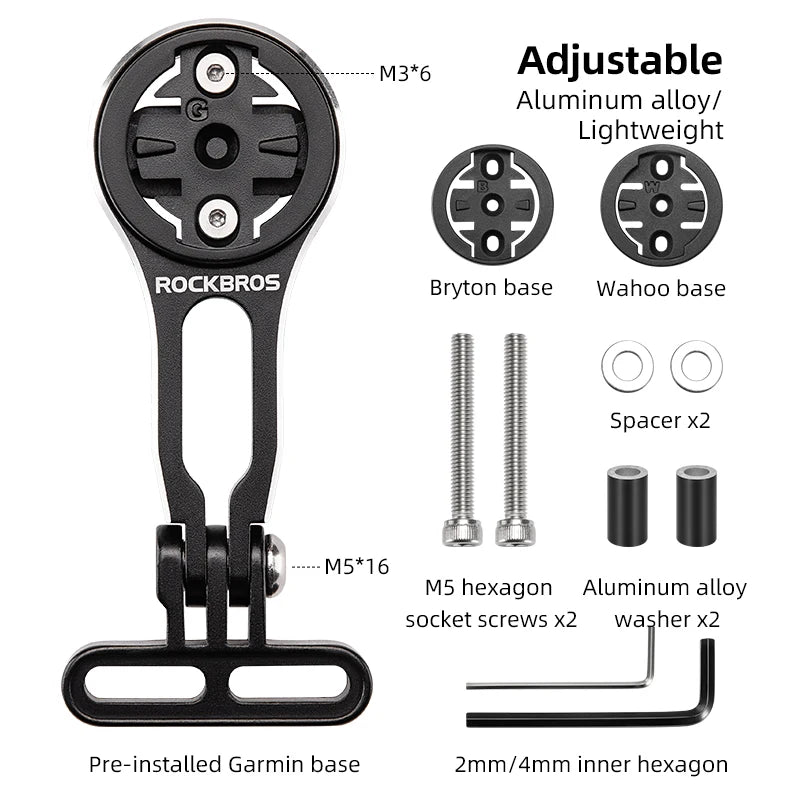 Soporte de bicicleta ROCKBROS, soporte de lámpara de luz delantera, soporte de extensión de aleación de aluminio para ordenador de bicicleta, soporte Wahoo Bryton Garmin - Corporación Turística