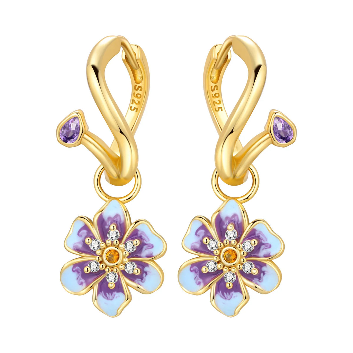 Orstarry Original Plata de Ley 925 pendientes de flor de ...