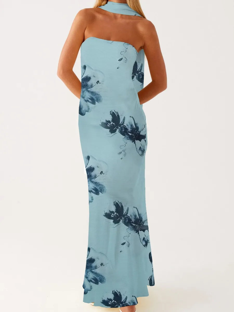 Vestido largo ajustado para mujer con pañuelo, vestido ma...
