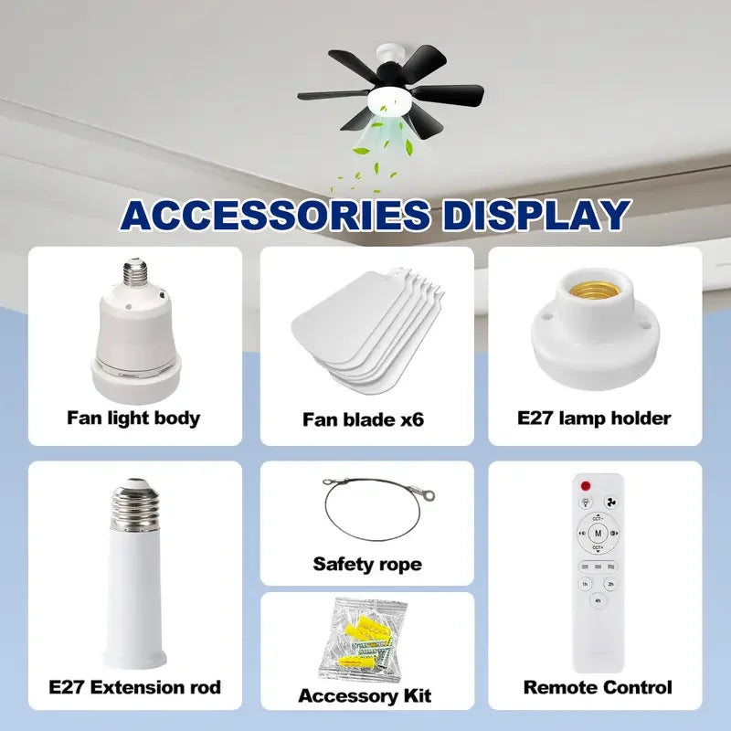 Ventilador Techo LED 40W E27 con Control Remoto - Silencioso y Moderno