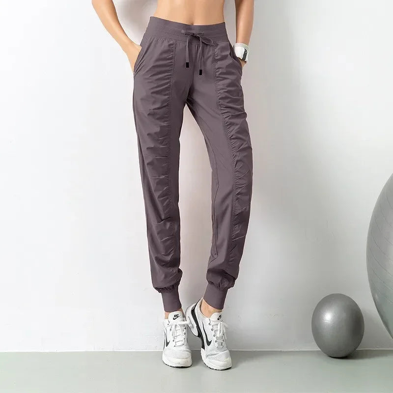 Pantalones de chándal de tela con cordón para correr, pan...