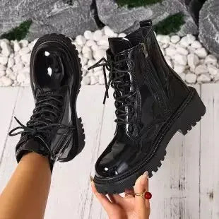 Botas de mujer de alta calidad, botas cortas de cuero cha...