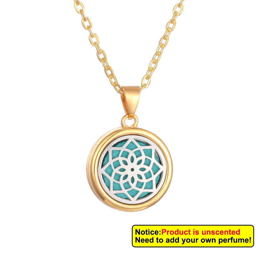 Nueva flor árbol de la vida aromaterapia difusor collar A...