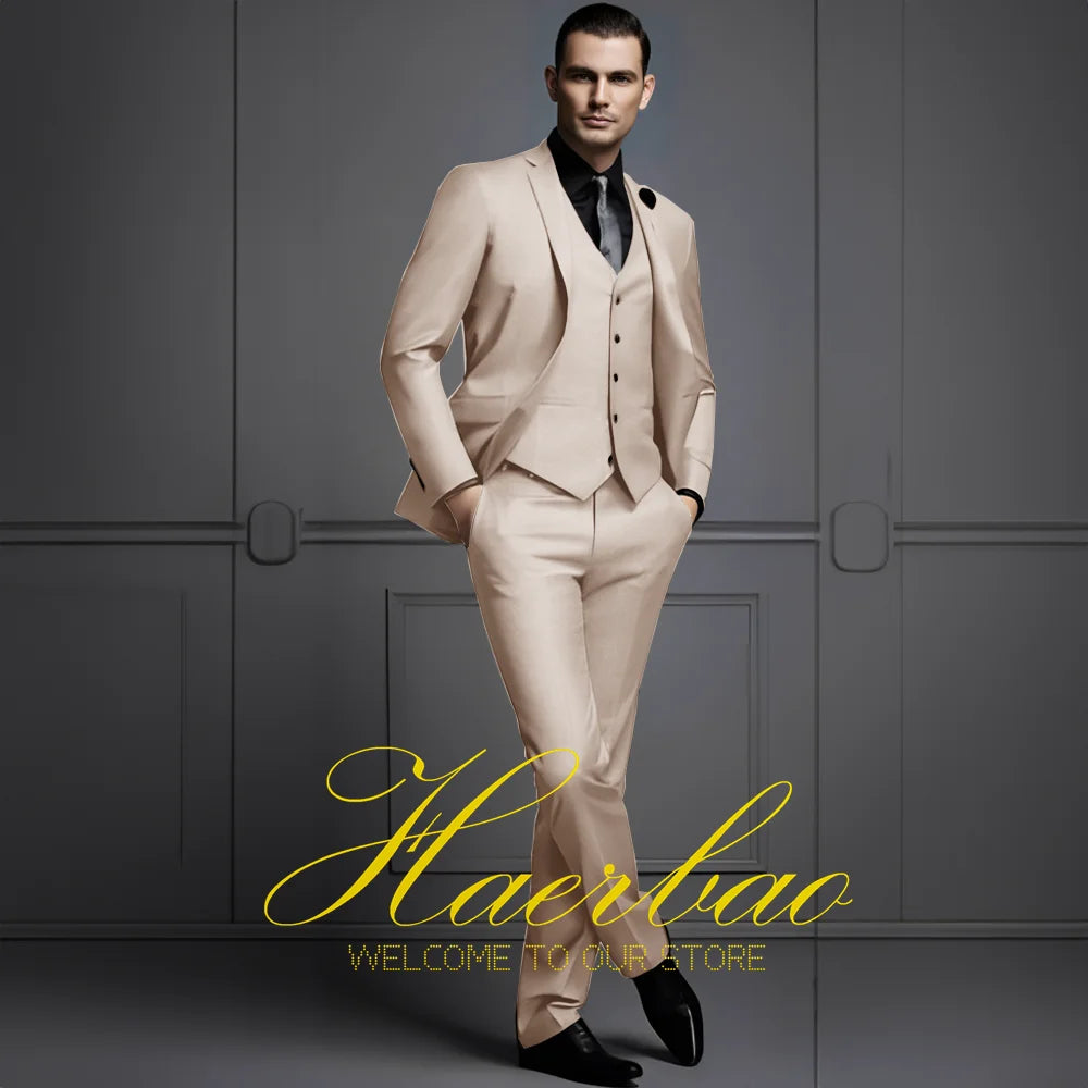 Traje de Negocios Hombre 3 Piezas: Chaqueta, Pantalón, Chaleco Formal