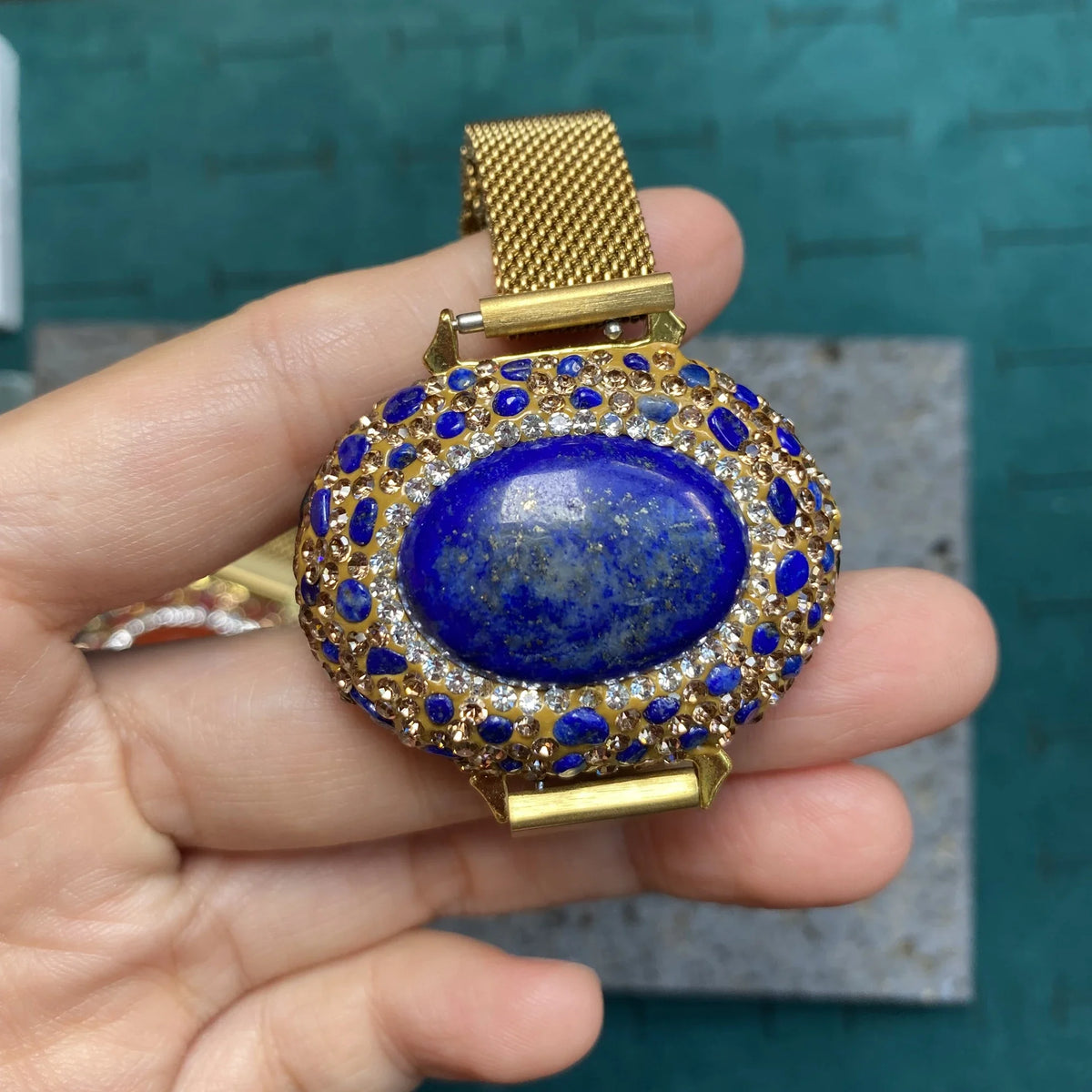 Cadena de cinturón de acero inoxidable Lapiz Lazuli ónix ...