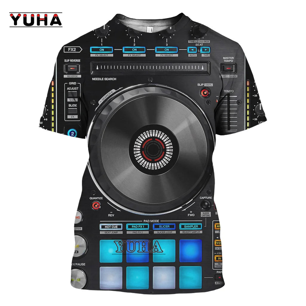 Camiseta Jazz 3D Saxo/Guitarra Hombre Verano Manga Corta Casual