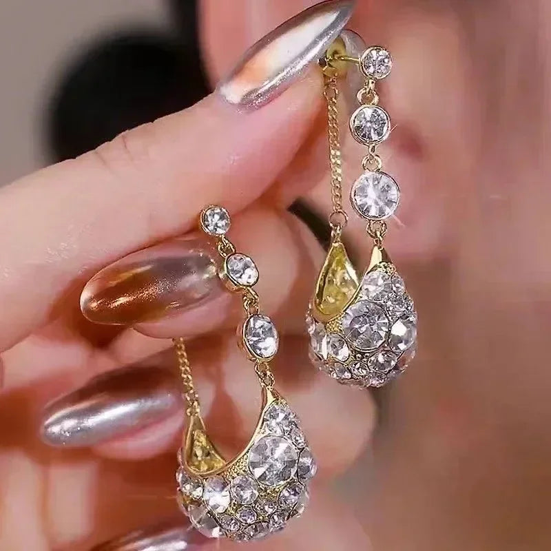 Nuevos exquisitos pendientes colgantes de cristal de circ...