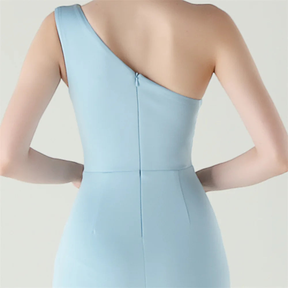 Vestido de Noche Sirena DEERVEADO Un Hombro Lujo (8 Colores)