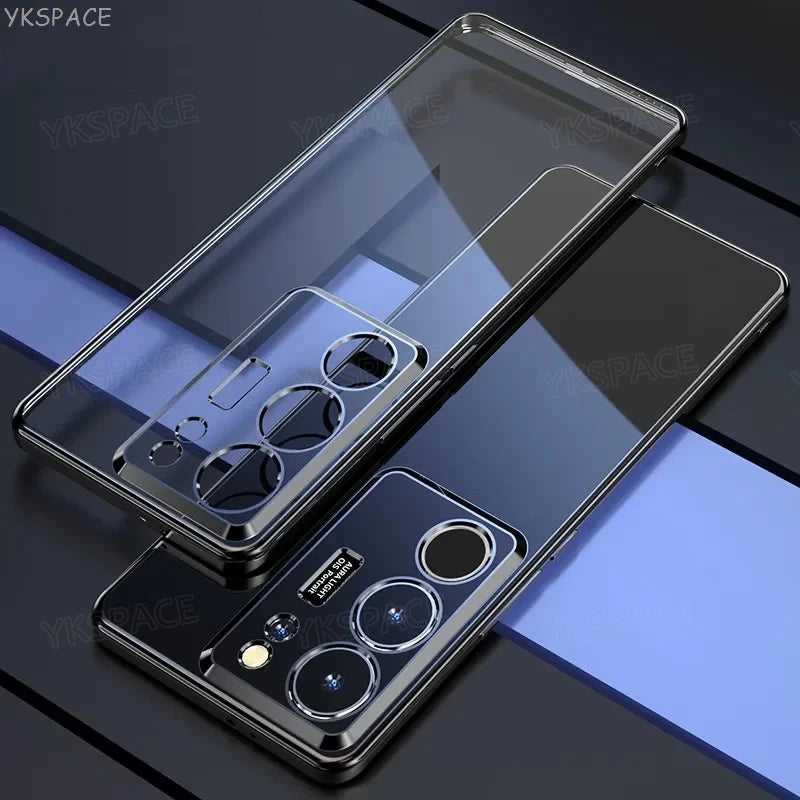 Transparent silicone phone case with textured grip from Corporación Turística, showcasing its slim fit and clear design.
