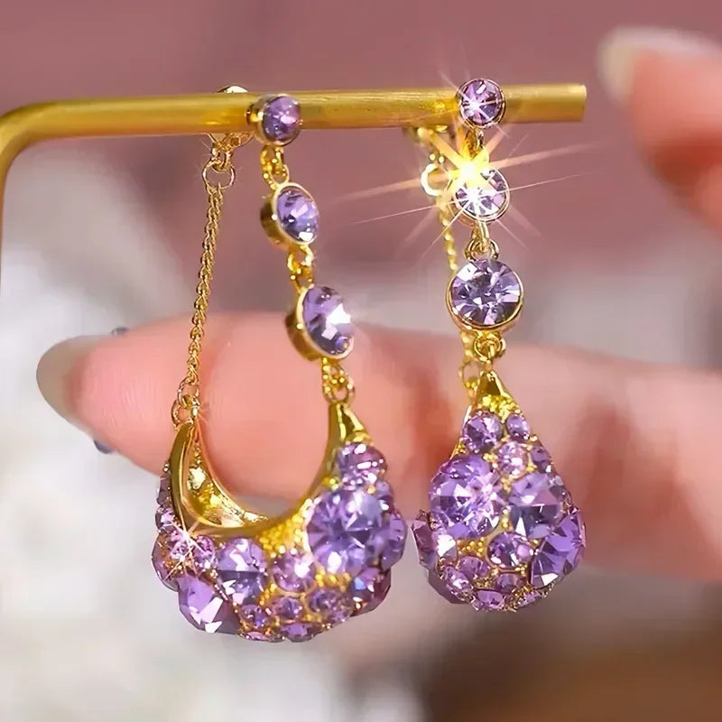 Nuevos exquisitos pendientes colgantes de cristal de circ...