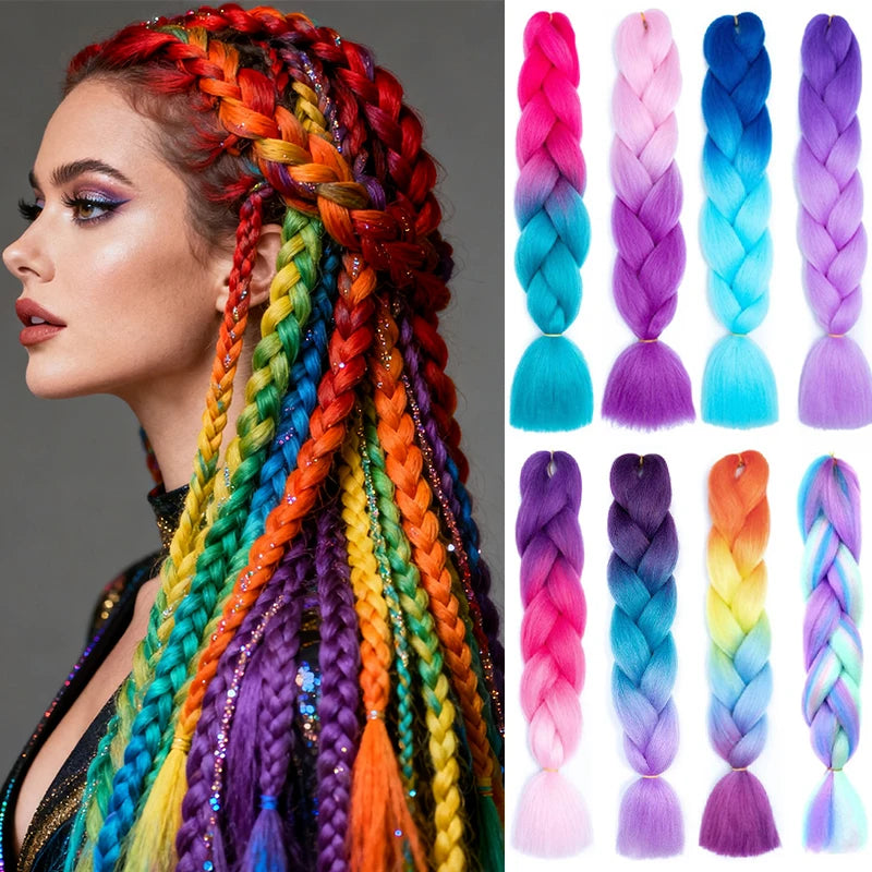 Trenzas Yaki largas y rectas sintéticas de 24 pulgadas, p...