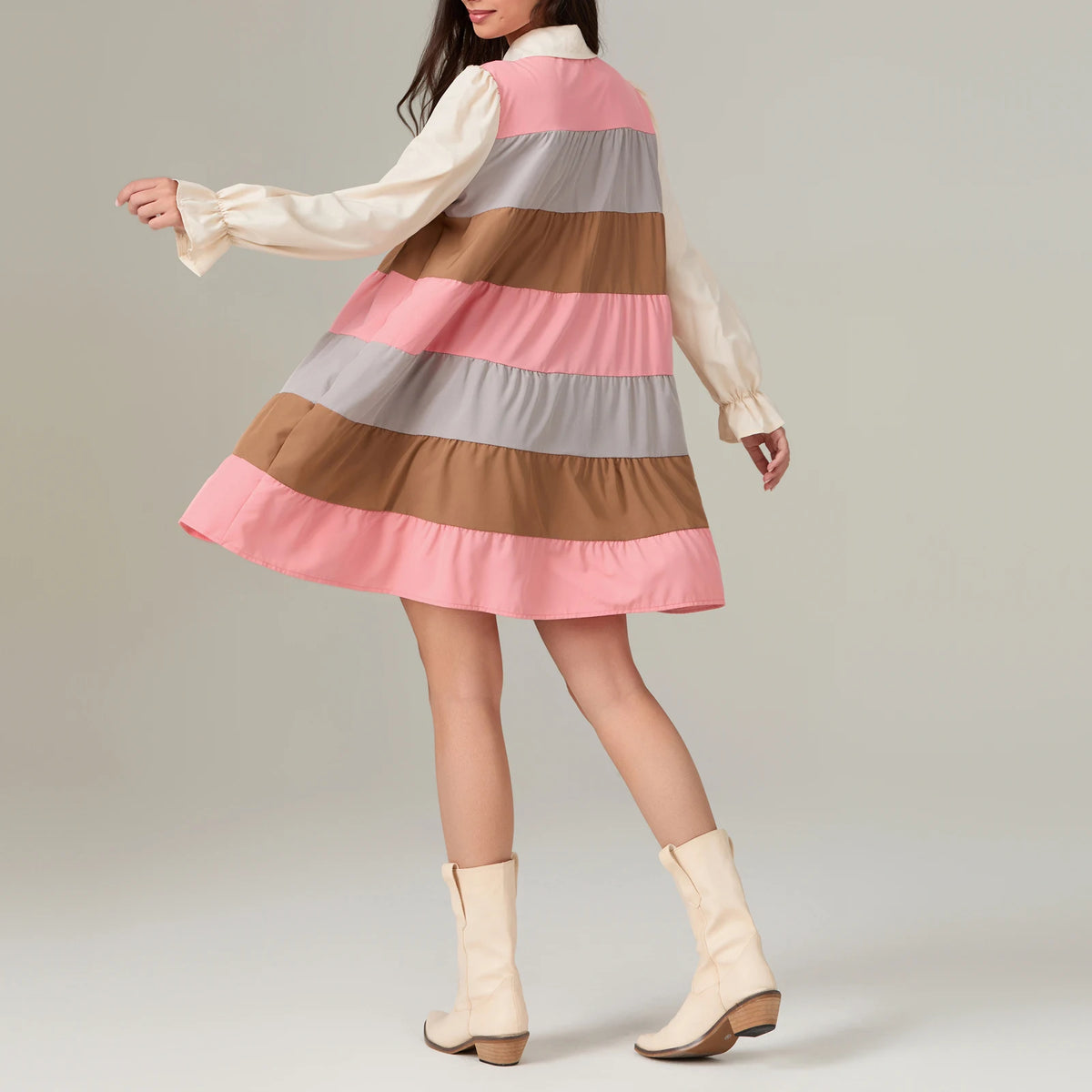 Minivestido camisero con estampado a cuadros para mujer, ...