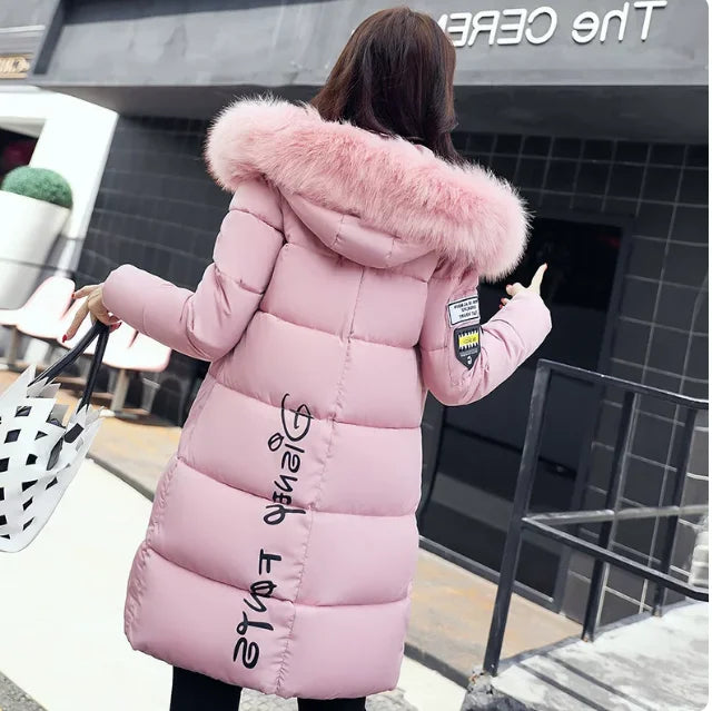 Abrigo parka de invierno para mujer con cuello de piel y ...