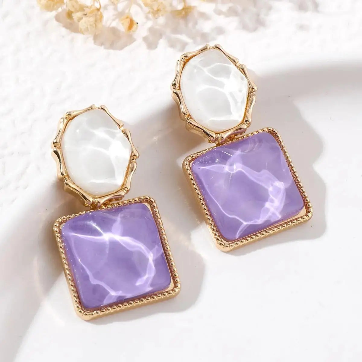 Pendientes de gota de corazón de cristal púrpura para muj...