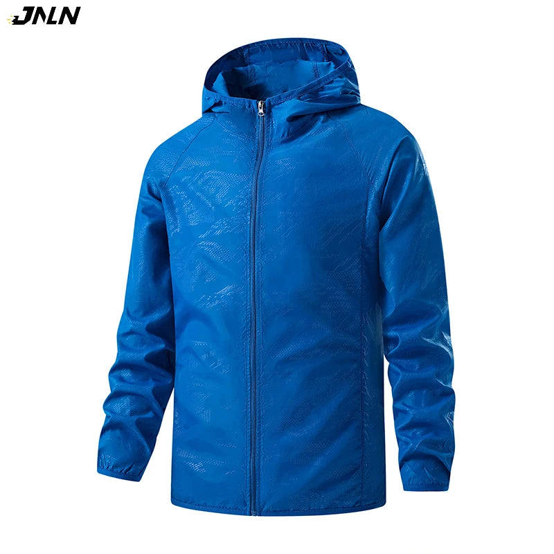 Unisex waterproof hiking jacket by Corporación Turística, shown in a front view with adjustable hood and durable outdoor fabric.