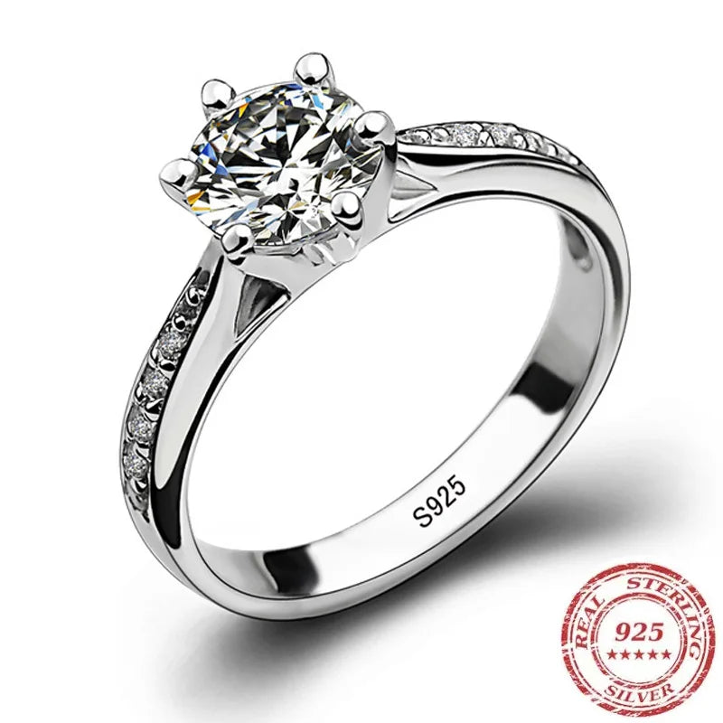 Anillo clásico de Plata de Ley 925 de lujo para mujer, jo...