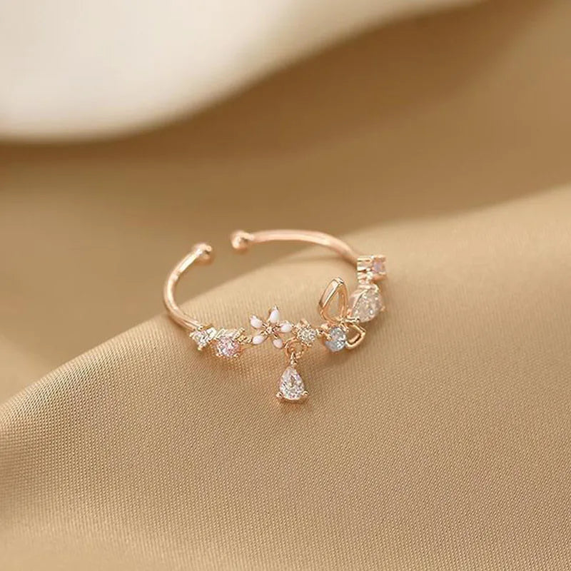 Anillo Flor Circonita Anenjery Ajustable - Joyería Princesa Elegante - Corporación Turística