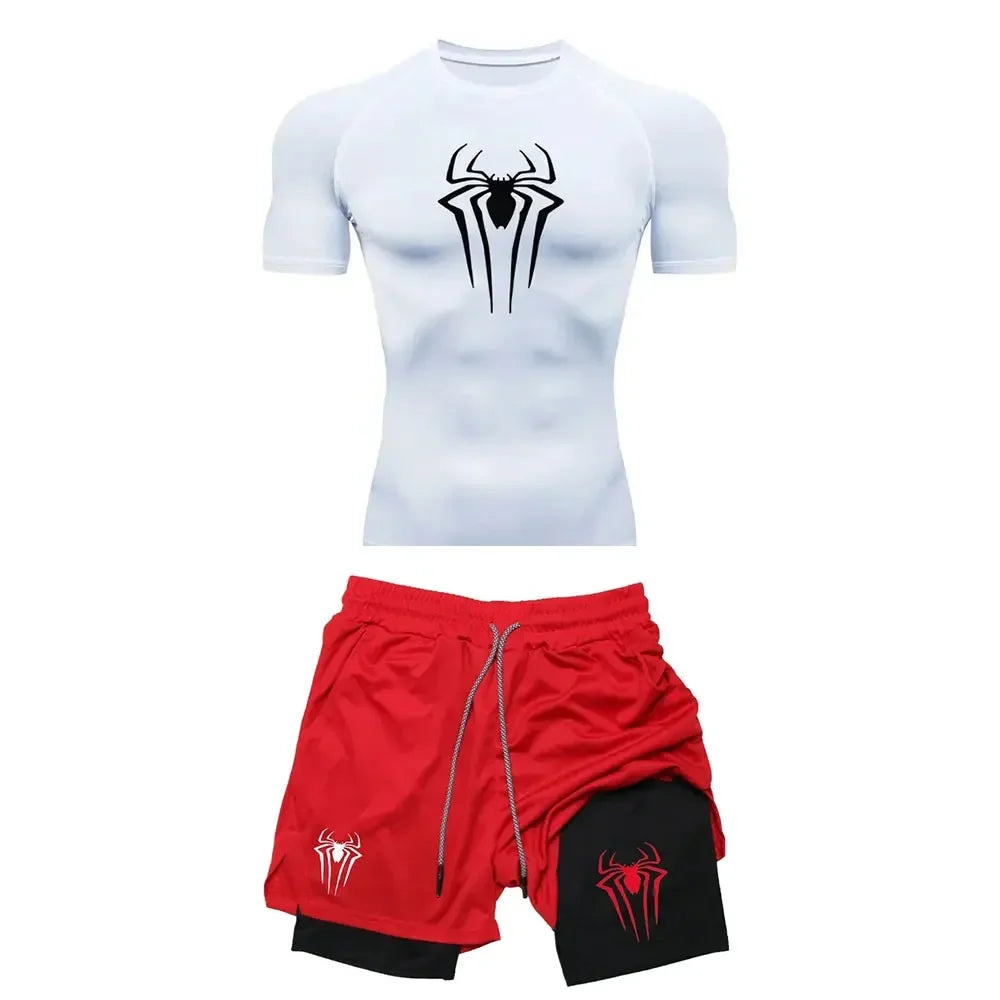 Conjunto Compresión Hombre Y2K Araña - Ropa Deportiva Secado Rápido - Corporación Turística