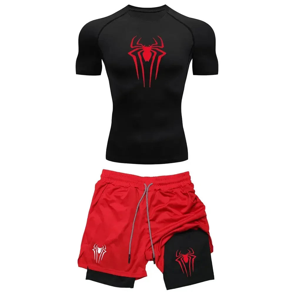 Conjunto Compresión Hombre Y2K Araña Gimnasio Secado Rápido - Corporación Turística