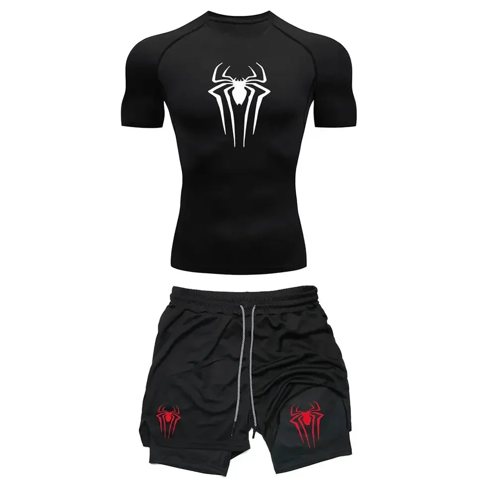Conjunto Compresión Hombre Y2K Araña Gimnasio Secado Rápido - Corporación Turística