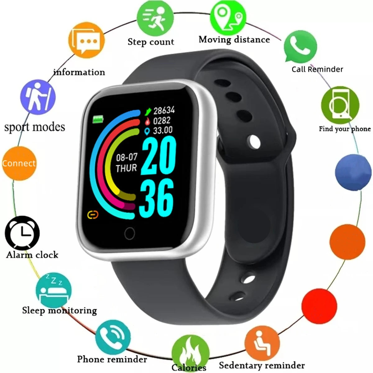 Reloj Inteligente CHAONB Hombre Mujer Fitness Monitor Llamadas Android iOS - Corporación Turística