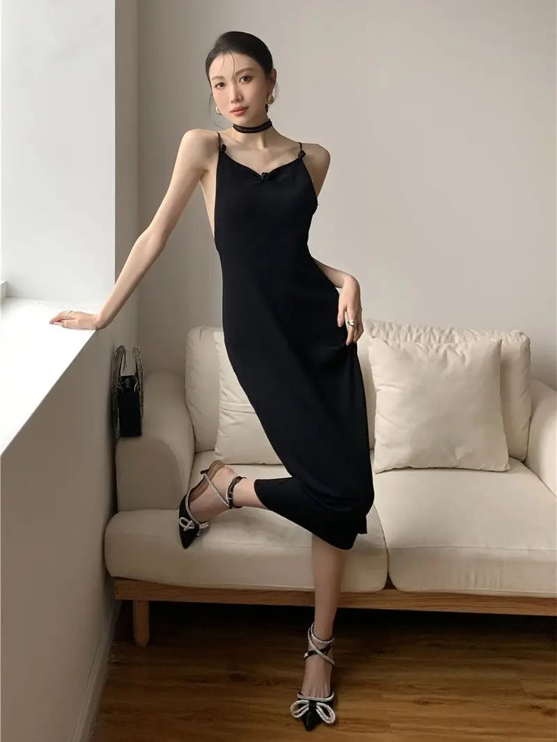 Vestido Verano Mariposas CHEERART - Espalda Descubierta Sexy Negro - Corporación Turística