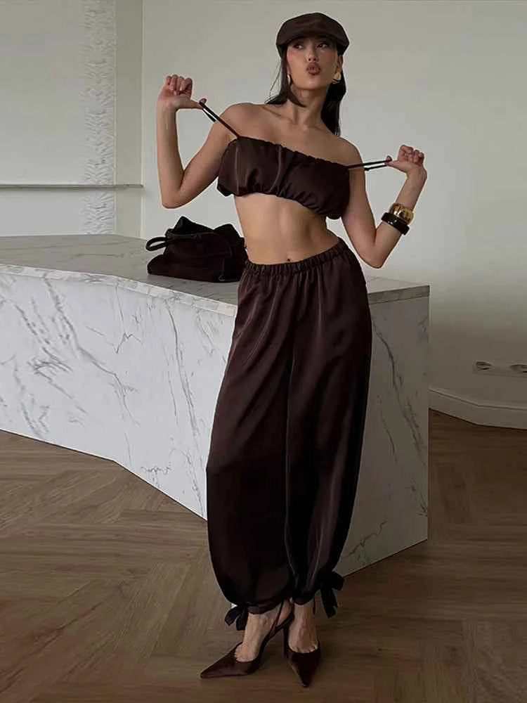 Conjunto 2 Piezas Mujer: Top Plisado y Pantalón Elástico | Chic Fiesta