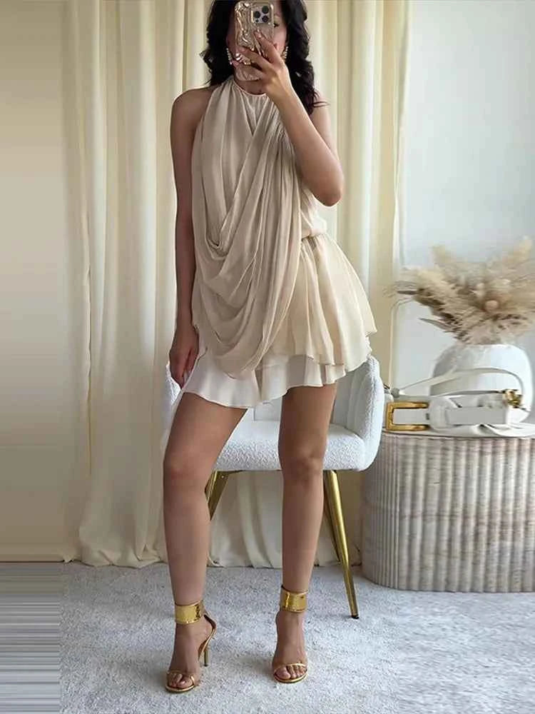 Chaleco Halter Plisado Chic Mujer Verano 2026 | Chin.Sweety | Elegante y Versátil