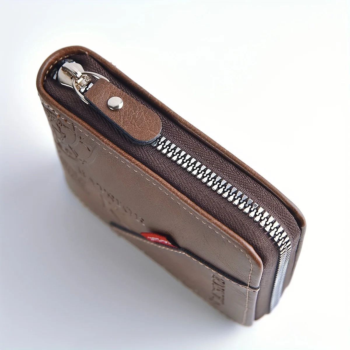 Cartera Hombre PU Piel Aceite Monedero Tarjetero Cremallera Corta - Corporación Turística