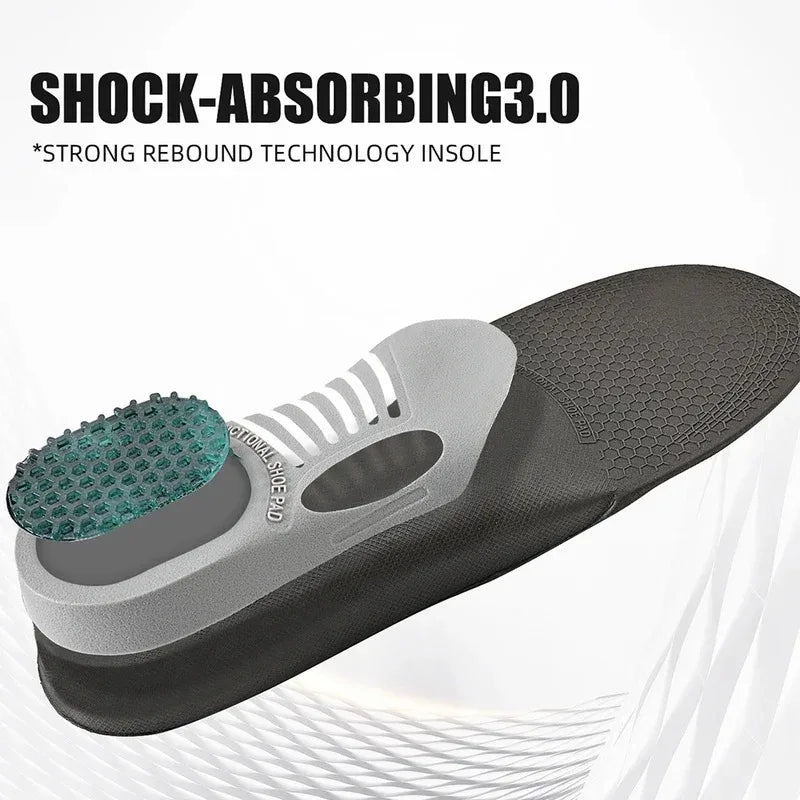 Pair of black orthopedic insoles by Corporación Turística for plantar fasciitis, size EU 41-46, designed for foot support and comfort.