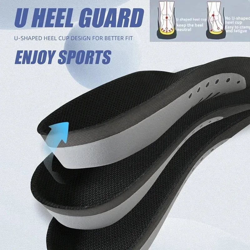 Pair of black orthopedic insoles for plantar fasciitis from Corporación Turística, designed to support foot comfort and pain relief.