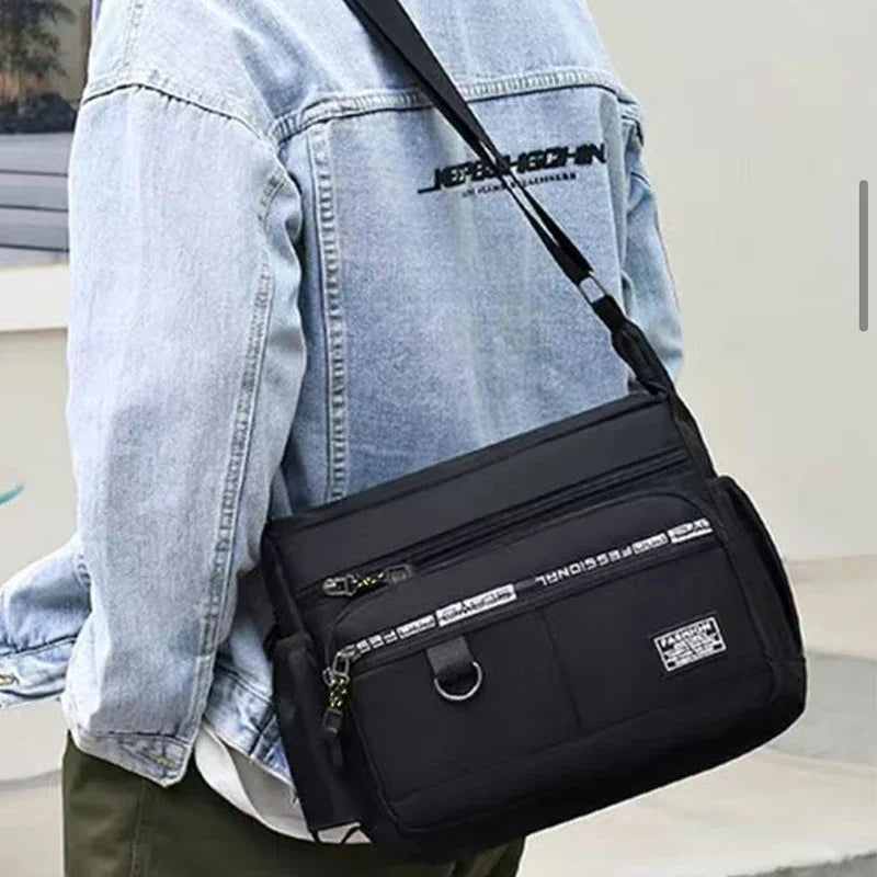 Bolso Bandolera Hombre Nylon Multicapa para Viajes de Negocios