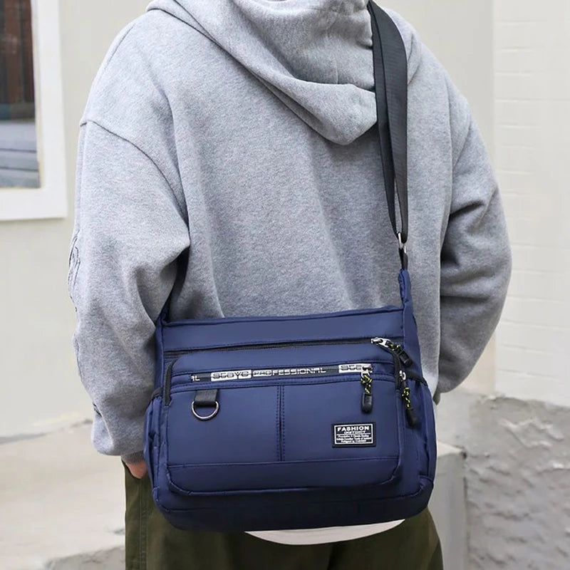 Bolso Bandolera Hombre Nylon Multicapa para Viajes de Negocios