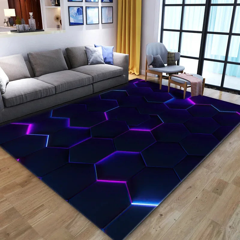 Alfombra Ilusión Óptica 3D Geometría | Antideslizante y Suave