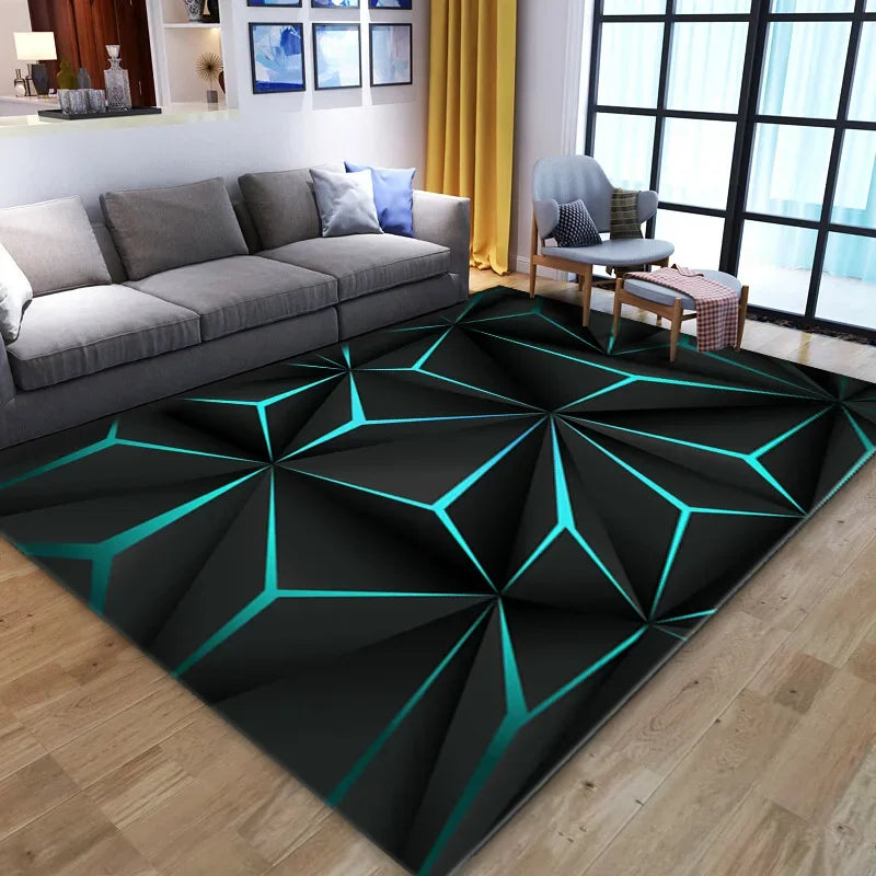 Alfombra Ilusión Óptica 3D Geometría | Antideslizante y Suave