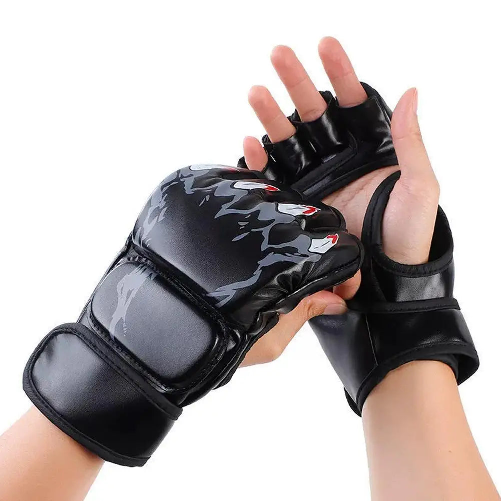 Guantes Kick Boxing MMA Muay Thai Cuero PU Negro Entrenamiento - Corporación Turística
