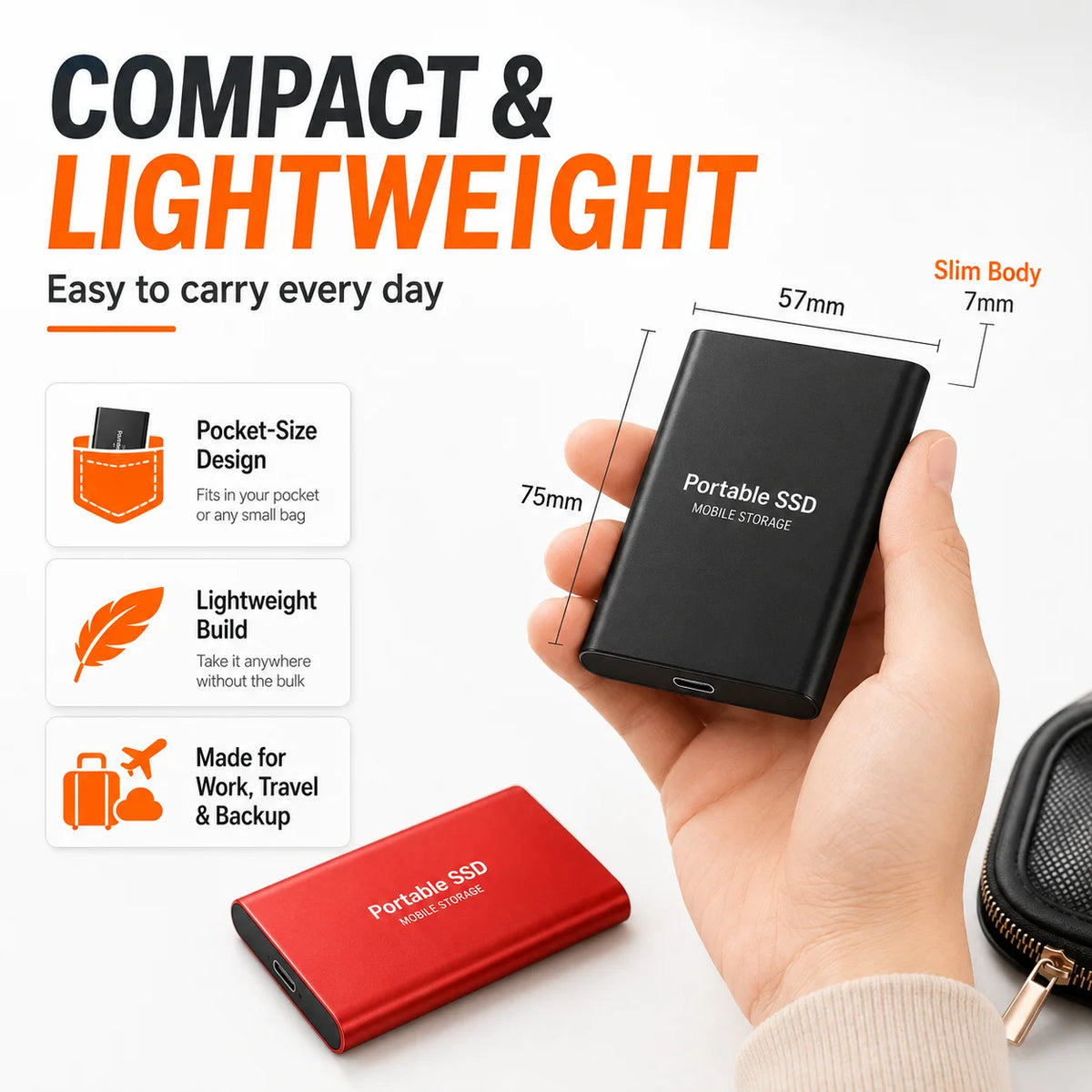 SSD Portátil 1TB/2TB USB 3.1 - Almacenamiento Móvil Rápido