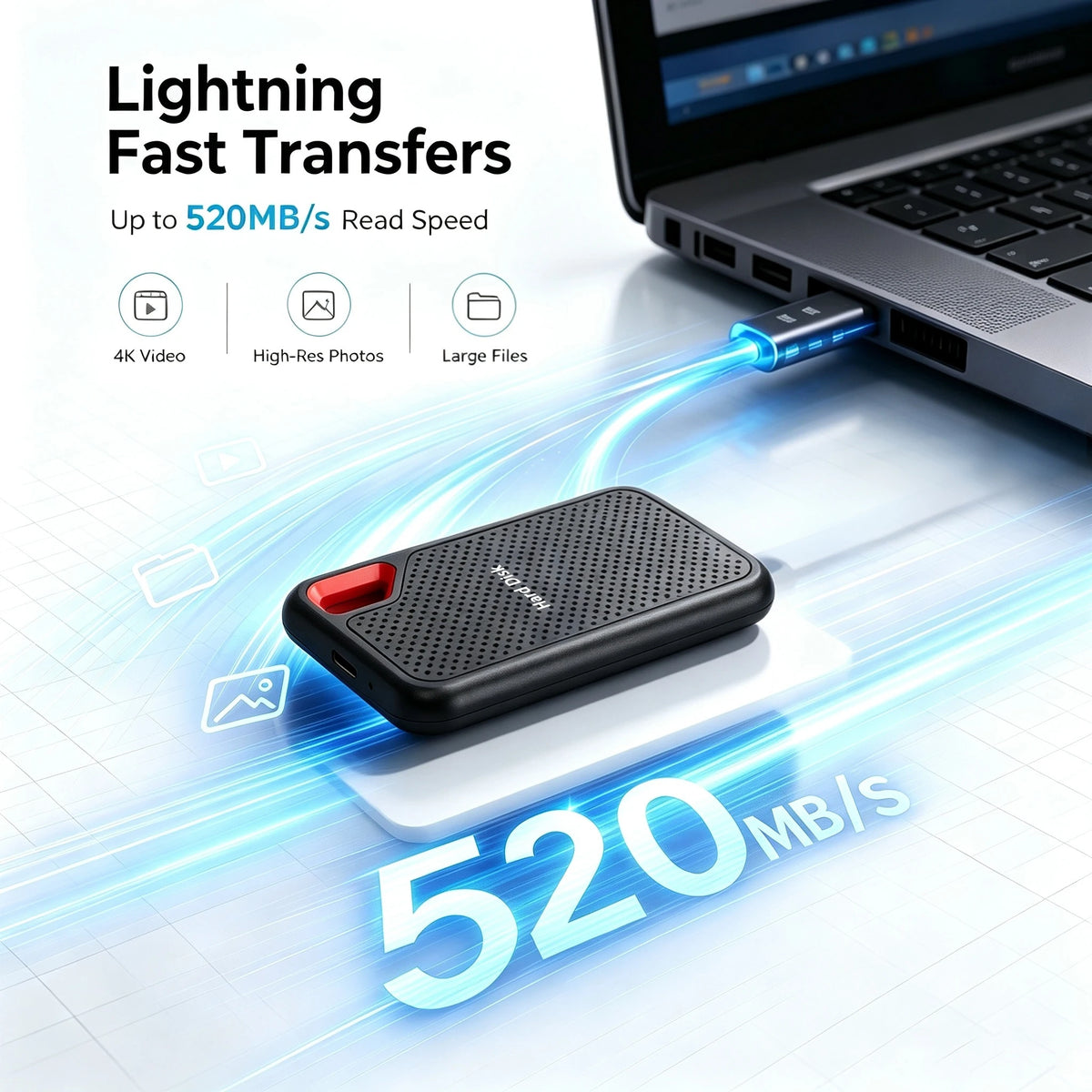 SSD Portátil 128TB USB 3.2 Alto Rendimiento | Almacenamiento Rápido