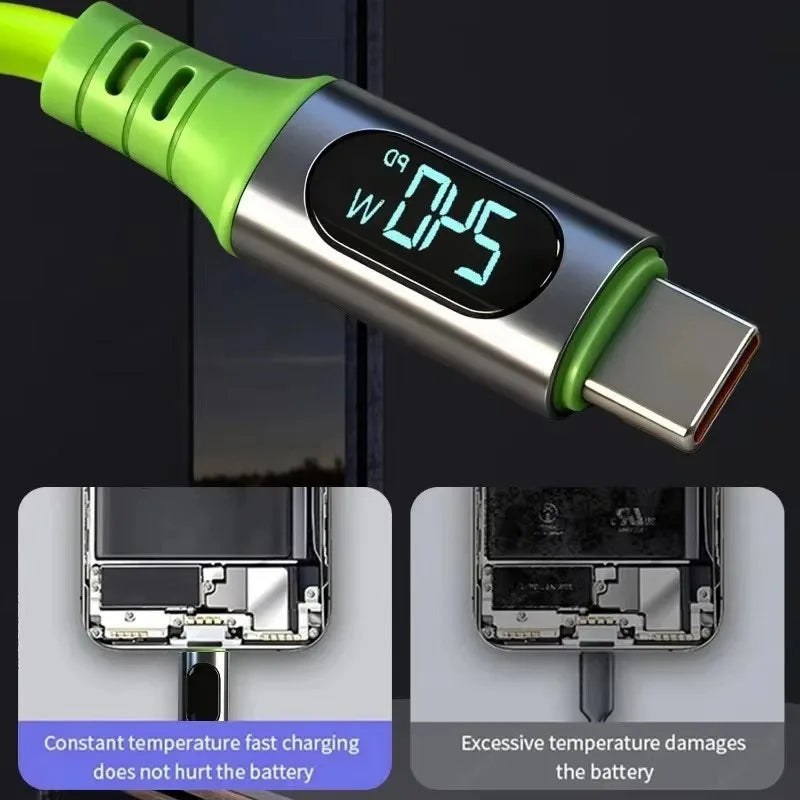 Cable USB-C PD240W 6A Carga Rápida con Pantalla Digital - Corporación Turística