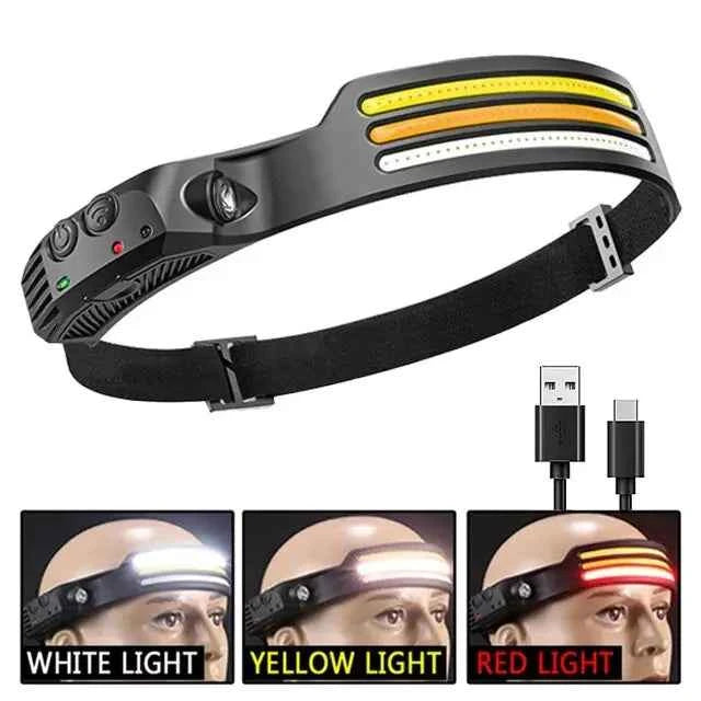 Linterna Frontal LED COB USB Recargable - Sensor de Movimiento para Exteriores