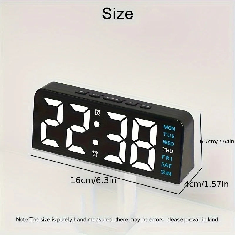 Reloj LED Ambiental Digital con Fecha (USB) - Brillo Ajustable