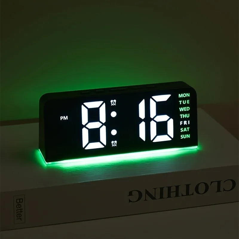 Reloj LED Ambiental Digital con Fecha (USB) - Brillo Ajustable