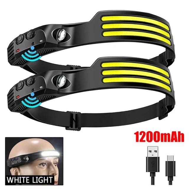 Linterna Frontal LED COB Recargable USB 1200mAh - Brillo 450 Lúmenes