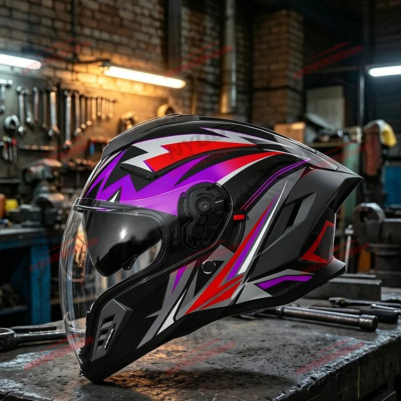Casco Moto Doble Lente Cara Abierta Unisex 4 Estaciones